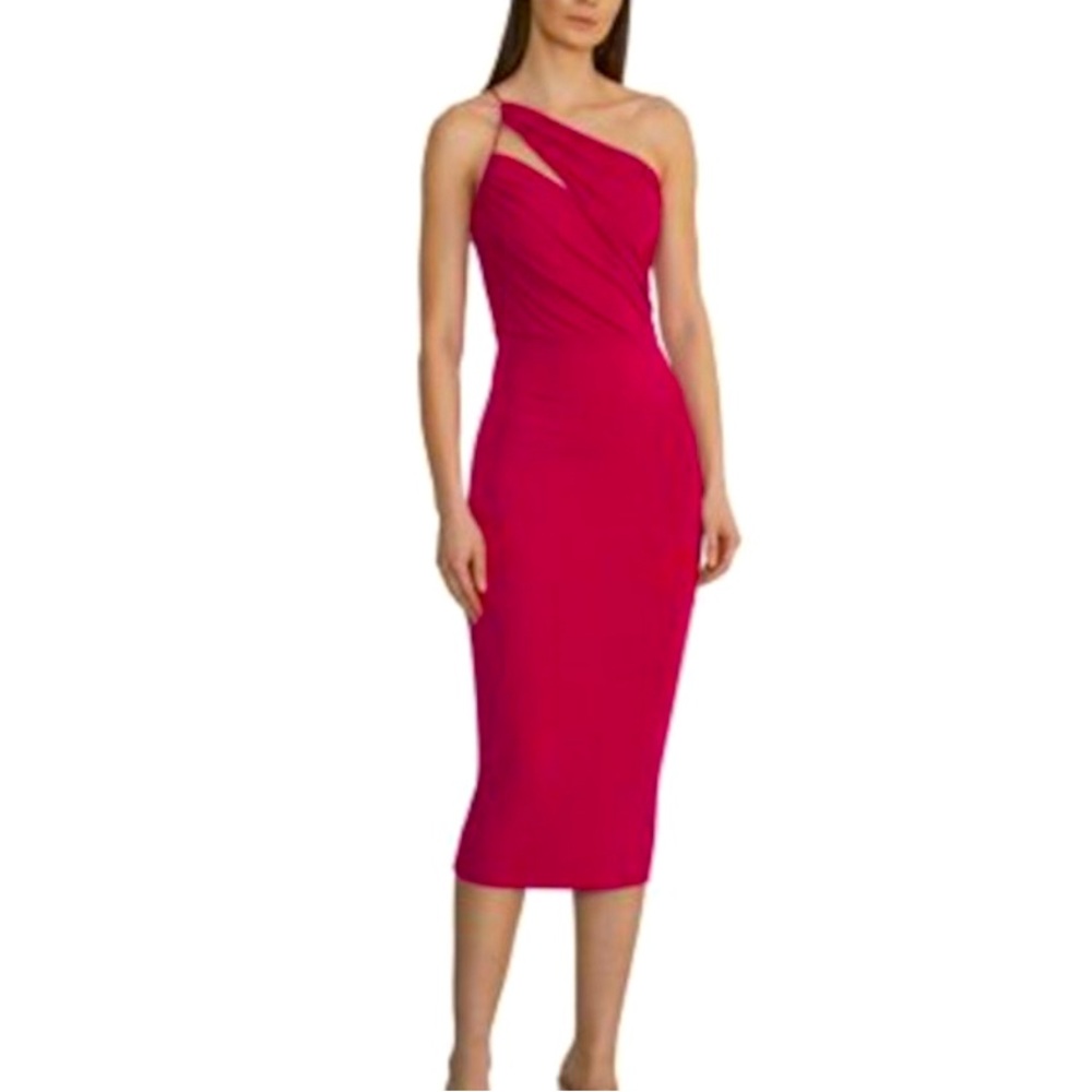 NWT ET‎ OCHS The RUTH One-shoulder midi dress in Carmine size 0